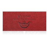 Paillasson d'entrée Durable et Amusant - Paillasson d'extérieur Welcome We're All Mad Here pour grattoir à Chaussures, paillasson d'intérieur Discret avec Envers antidérapant - Rouge