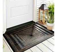 Paillasson D'Entrée,Gris Tunnel Carré Tapis De Bienvenue,60X90Cm Tapis D'Entrée Antidérapant pour Intérieur Et Extérieur L'Architecture Indienne Ancienne Motif 3D pour Cuisine