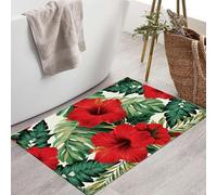 Paillasson d'Entree Interieur Paysages Naturels Tropicaux Tapis de Porte Durable et antidérapant Hibiscus Tropical Tapis de Sol Douces Absorbantes pour Entrée, Couloir, Salle de Bain - 40 x 60 cm