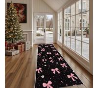 Paillasson d'Entrée Mignon Nœud Papillon Absorbant et Lavable, Tapis de Cuisine Long Antidérapant Simple Fleur Tapis de Couloir Amusant Point Décoratif pour Devant Evier Chambre 80x300 cm