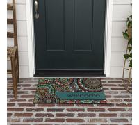Paillasson d'entrée Mohawk Home 1,5' x 2,5' Paillasson toutes saisons extérieur antidérapant en caoutchouc recyclé Bienvenue au Royaume bohème