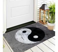 Paillasson D'Entrée,Noir Et Blanc Symbole du Tai Chi Tapis De Bienvenue,60X90Cm Tapis D'Entrée Antidérapant pour Intérieur Et Extérieur Minimalisme Motif 3D pour Cuisine