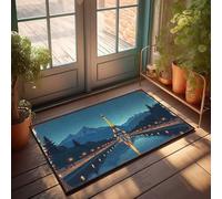 Paillasson d'entrée Nuit parisienne : Tour Eiffel Réflexions sur la Seine Paillasson de bienvenue Porte d'entrée Décoration de chambre extérieure pour homme (40 x 60 cm)