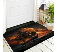 Paillasson D'Entrée,Orange Noir Voile Aérienne Tapis De Bienvenue,50X80Cm Tapis D'Entrée Antidérapant pour Intérieur Et Extérieur Paysages Dramatiques Motif 3D pour Cuisine