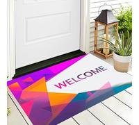 Paillasson D'Entrée,Orange Violet Triangle De Texte Tapis De Bienvenue,50X80Cm Tapis D'Entrée Antidérapant pour Intérieur Et Extérieur Géométrie du Futur Motif 3D pour Cuisine