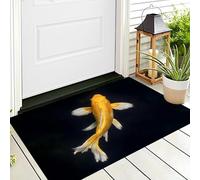 Paillasson D'Entrée,Platine Koi Nageur Tapis De Bienvenue,50X80Cm Tapis D'Entrée Antidérapant pour Intérieur Et Extérieur Organismes De L'Étang Motif 3D pour Cuisine
