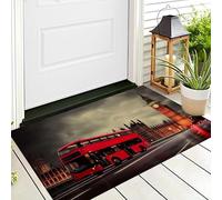 Paillasson D'Entrée,Rouge Bus Big Ben Tapis De Bienvenue,80X120Cm Tapis D'Entrée Antidérapant pour Intérieur Et Extérieur Londres,Angleterre Motif 3D pour Cuisine