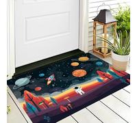 Paillasson D'Entrée,Rouge Vaisseau Spatial D'Astronaute Tapis De Bienvenue,40X60Cm Tapis D'Entrée Antidérapant pour Intérieur Et Extérieur Illustration De Dessin Animé Motif 3D pour Cuisine