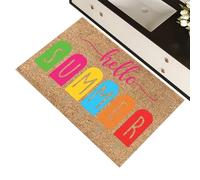 Paillasson D'été Extérieur,Tapis De Extérieur - Bonjour paillasson d’été - Tapis de Porte d'entrée de, décoration de Maison Hello Summer, Tapis antidérapant pour intérieur et extérieur, 16x24 Pouces