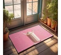 Paillasson d'extérieur Motif milkshake avec de la crème fouettée sur fond rose 65 x 90 cm