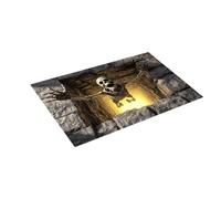 Paillasson d'Halloween avec squelette illusion 3D - Tapis antidérapant | 60 x 40 x 2 cm, partie supérieure en velours, support absorbant de la boue de diatomée,