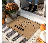 Paillasson d'Halloween fantôme beige effrayant pour décoration intérieure et extérieure, caoutchouc antidérapant, résistant à l'eau, contrôle de la poussière, entretien facile, 73,6 x 43,2 cm