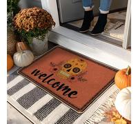 Paillasson d'Halloween motif tête de mort, tapis d'entrée pour décoration intérieure et extérieure, en caoutchouc imperméable, antidérapant, absorbant la poussière, facile à nettoyer, 73,6 x 43,2 cm