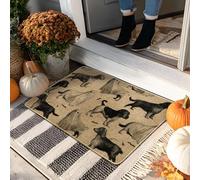 Paillasson d'Halloween pour chien noir et marron clair avec motif animal pour intérieur et extérieur, décoration rustique, tapis en caoutchouc imperméable, antidérapant, facile à nettoyer, 73,6 x 43,2