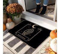 Paillasson d'Halloween squelette noir pour entrée intérieure et extérieure, décoration gothique, tapis de sol en caoutchouc imperméable, antidérapant, absorbant la poussière, facile à nettoyer, 73,6 x