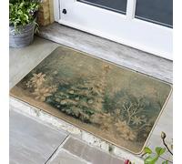 Paillasson d'hiver motif sapin de Noël, tapis d'entrée floral vert pour décoration de vacances extérieure et intérieure, caoutchouc antidérapant, lavable pour porte d'entrée festive, 73,6 x 43,2 cm