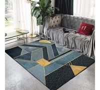 Paillasson d'intérieur 40 x 60 cm bleu/gris avec figures géométriques pour couloir, cuisine, tapis de sol antidérapant pour salle de bain ou postes de travail