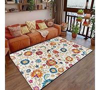 Paillasson d'intérieur 45 x 75 cm - Fleurs colorées - Tapis de cuisine antidérapant - Confortable - Multi-usage - Pour salle de bain ou postes de travail