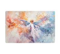 Paillasson d'intérieur 50 x 80 cm motif anges aquarelle, antidérapant, lavable, absorbant, tapis d'entrée intérieur