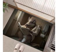 Paillasson D'Intérieur Animal Humoristique 45 X 75 Cm Pour Entrée De Maison, Antidérapant,Sanglier Assis Aux Toilettes En Train Lire Le Journal Lavable En Machine, Pour Cuisine Entrée Porte D'Entrée,