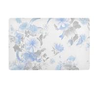 Paillasson d'intérieur antidérapant, lavable et absorbant, 50 x 80 cm, motif fleur de rose bleue, France Paris