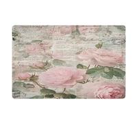 Paillasson d'intérieur antidérapant, lavable et absorbant, 50 x 80 cm, rose et fleurs de Paris France