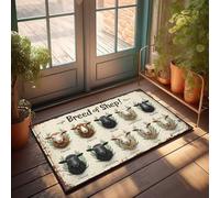 Paillasson d'intérieur explorant diverses races de moutons : un guide visuel, paillasson de ferme, tapis de cuisine amusant pour porte d'entrée (40 x 60 cm)
