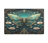 Paillasson d'intérieur Luna Moth Fleurs Papillon Vert Antidérapant Lavable Absorbant Tapis de sol intérieur 50 x 80 cm