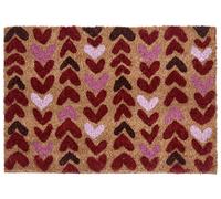 Paillasson d'Intérieur Moderne Motif Coeurs Gaufré 40 x 60 cm Fibre Coco Nature