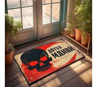 Paillasson d'intérieur motif tête de mort Avertissement : Danger Ahead In Russian Doormat Tapis de cuisine Tapis amusant pour porte d'entrée (50 x 80 cm)
