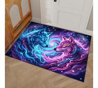 Paillasson D'intérieur Nébuleuse Loups Confrontationnels, Paillasson Créatures Fantastiques Mystérieuses Attrape Poussière 45 x 75 cm, Tapis D’intérieur Antidérapant Facile à Nettoyer Pour Entrée