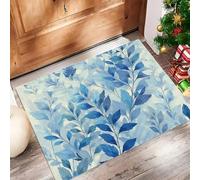 Paillasson D'Intérieur Peintures Botaniques À L'Aquarelle 90 X 150 Cm Pour Entrée De Maison, Antidérapant,Feuilles De Fougère Lavable En Machine, Petit Tapis Pour Cuisine Entrée Porte D'Entrée,