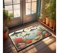 Paillasson d'intérieur pour porte d'entrée, poisson coloré, nage parmi les récifs coralliens vibrants, paillasson d'automne, décoration de chambre pour homme (40 x 60 cm)