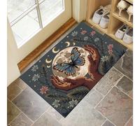 Paillasson D'Intérieur Style Bohème 80 X 120 Cm Pour Entrée De Maison, Antidérapant,Tenant La Lune Entre Ses Mains Un Papillon Lavable En Machine, Petit Tapis Pour Cuisine Entrée Porte D'Entrée,