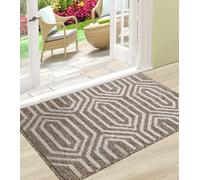 Paillasson d'intérieur, tapis d'entrée antidérapant et résistant à la saleté, tapis de porte intérieur à profil bas lavable en machine 80x50 cm (temps brun)