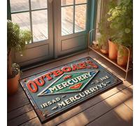 Paillasson d'intérieur vintage Outboar's Mercury Sign avec charme rustique Paillasson de cuisine Tapis de ferme Tapis amusant pour porte d'entrée (50 x 80 cm)