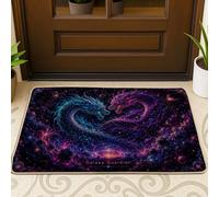 Paillasson Dragon Welcome - Motif galaxie cosmique - Sans étoiles - Bleu - Antidérapant - Décoration d'intérieur pour entrée, extérieur, porche, balcon - 73,6 x 43,2 cm