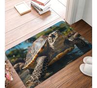 Paillasson durable avec imprimé de grandes tortues et palmiers - Paillasson de bienvenue absorbant, antidérapant et lavable en flanelle douce pour décoration de Noël, intérieur et extérieur, 40,6 x 61