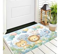 Paillasson Éléphants Lions Tigres 40 x 60 cm, Lavable D'intérieur, à Poils Courts, Tapis Animaux De Dessin Animé Mignons, Pliable Antidérapant, Idéal pour Porte D'entrée Cuisine Patio