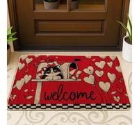 Paillasson en caoutchouc antidérapant avec motif de boîte aux lettres et cœurs pour la Saint-Valentin, pour entrée, extérieur, porche, balcon, 73,6 x 43,2 cm