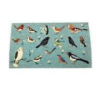 Paillasson en fibre de coco avec envers en caoutchouc antidérapant Motif oiseaux de jardin