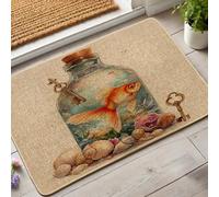Paillasson en forme de bocal de poisson, scène aquatique colorée pour intérieur et extérieur, décoration nautique, imperméable, antidérapant, absorbant la poussière, facile à nettoyer, 73,6 x 43,2 cm