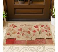 Paillasson en forme de cœurs - Antidérapant - Attrape la saleté - Pour maison, bureau, extérieur et intérieur - 73,2 x 43,2 cm - Rouge