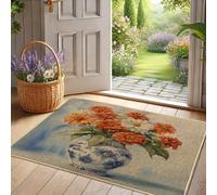 Paillasson en zinnia orange vif pour entrée extérieure et intérieure, décoration d'intérieur rustique, antidérapant, résistant à l'eau et à la poussière, facile d'entretien, 73,6 x 43,2 cm