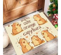 Paillasson Entree 40 X 60 Cm, Animaux Dessins Animéstapis Entrée Interieur Antidérapant, Doux Et Confortable Lavable Paillassons pour Porte, Couloir, Chambre,Jaune Clair Capybara Mignon