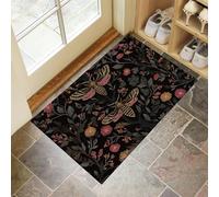 Paillasson Entree 40 X 60 Cm, Style Rétrotapis Entrée Interieur Antidérapant, Doux Et Confortable Lavable Paillassons pour Porte, Couloir, Chambre,Noir Papillons des Fleurs
