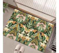 Paillasson Entree 45 X 75 Cm, Plantes Abstraitestapis Entrée Interieur Antidérapant, Doux Et Confortable Lavable Paillassons pour Porte, Couloir, Chambre,Vert Peinture À L'Aquarelle Fleurs Sauvages