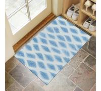 Paillasson Entree 45 X 75 Cm, Pois Abstraitstapis Entrée Interieur Antidérapant, Doux Et Confortable Lavable Paillassons pour Porte, Couloir, Chambre,Bleu Lignes Rayures