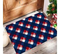 Paillasson Entree 50 X 80 Cm, Style Modernetapis Entrée Interieur Antidérapant, Doux Et Confortable Lavable Paillassons pour Porte, Couloir, Chambre,Bleu Marine Plaid Rayé