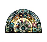 Paillasson ethnique demi-rond, 60 x 40 cm, style européen vintage, tapis de bienvenue antidérapant, doux pour porte d'entrée, entrée intérieure, garage, terrasse, maison